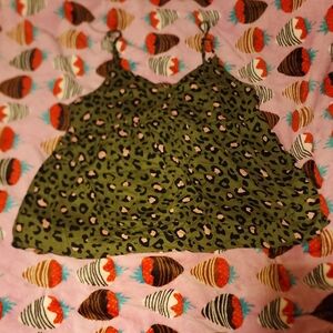 Green Leopard Babydoll Tank